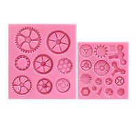 Funshowcase Steampunk Horloge de style montre de roue COGS engrenages Candy Moule en silicone pour pâte à sucre, décoration de gâteaux, Fondant, Cupcake, bijoux, polymère, argile 2 en Lot