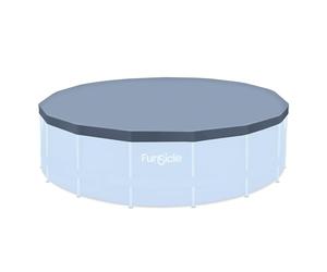 Funsicle Bâche de Piscine Hors Sol Ronde de 4,6 m, Cordon de Serrage réglable Facile à Utiliser, Comprend des Trous de Drainage, Convient aux piscines Hors Sol Rondes de 4,57 m - Gris