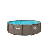 FUNSICLE Piscine Tubulaire Ronde CrystalView Oasis à Hublot - avec Épurateur - Échelle de Sécurité - Bâche de Protection - Tapis de Sol et Kit d'entretien - Marron Tressé - 3,66 x 1,22 m