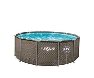 FUNSICLE Piscine Tubulaire Ronde Oasis à Hublot - avec Épurateur - Échelle de Sécurité - Bâche de Protection - Tapis de Sol e