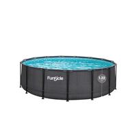 FUNSICLE Piscine Tubulaire Ronde Oasis - avec Épurateur - Échelle de Sécurité - Bâche de Protection - Tapis de Sol et Kit d'entretien - pour Plusieurs Baigneurs - Noir Tressé - 4,57 x 1,22 m