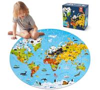 Funsland Puzzle Enfant 3 Ans, 70 Pièces Puzzle de la Carte du Monde, Montessori Jouet Puzzles en Carton Éducatif, Classiques Puzzles Cadeau pour Garçons Filles de 4 5 6 7 8 9 Ans