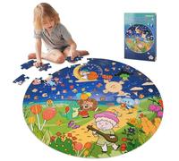Funsland Puzzle Enfant 3 Ans, Double Face Puzzle Animaux, 88 Pièces Rond Puzle Educatif, Montessori Puzzles Classiques Enfant Progressif Jouet, Cadeau pour Garçons Filles de 4 5 6 7 8 9 Ans