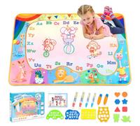 Funsland Tapis Dessin Eau Enfant: 110 x 70 cm Réutilisable Grand Tapis Magique Dessin,Tapis Coloriage Eau Avec 6 Stylos à Eau, Cadeaux Jouets Educatifs pour Garçons Filles
