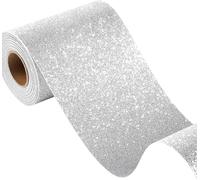 FunStick 10CM×6M Papier Cartonné Pailleté Argenté Rouleau Adhésif pour Meuble Vinyle Papier Cadeau Emballage Mariage Naissance Album DIY Papier Peint Argenté