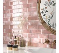 FunStick 30×30CM 30 Dalles Murales Cuisine Autocollantes Rose Carrelage Adhesif Mural Stickers Salle de Bain Dalle PVC Revêtement Mural Decoratif Adhesif Cuisine Salon Epais 3D Stickers Carrelage Rose