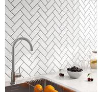 FunStick 30×30CM 30 Dalles PVC Adhesives Murales Blanc Carrelage Adhesif Mural Salle de Bain Blanc Stickers Carrelage Cuisine Lavable Credence Cuisine Autocollant Mural Dalle PVC Murale Salle de Bain