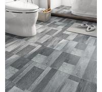 FunStick 30×30CM 30 Dalles PVC Autocollantes pour Sol Bois Gris Lino Sol Rouleau Effet Carrelage Adhesif Sol Cuisine Buanderie Lavable Parquet Autocollant Sol Gris Dalle Adhesive Sol PVC Bois Balcon