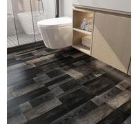 FunStick 30×30CM 30 Dalles PVC Sol Cuisine Salon Lavable Dalle PVC Adhesive Sols Bois Noir Autocollant de Sol Salle de Bain Bureau Antidérapant Lino Sols Adhesif Noir Stickers Bois pour Carrelage