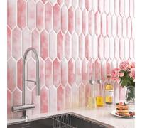FunStick 30 Dalles Adhésives Murales Salle de Bain Crédence Adhésive Cuisine Rose Pâle Revetement Adhesif Carrelage Cuisine Salle da Bain Buanderie 30×30CM Papier Peint Stickers Muraux Carrelage Rose