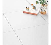 FunStick 30X30CM 15 Dalles Stickers Carrelage Mural Blanc Dalle PVC Adhesive Sols Pour la Rénovation Autocollant Sol Blanc Mat Étanche Parquet Adhesif Sols Chambre Salon Vinyle Sol Adhesif PVC Cuisine