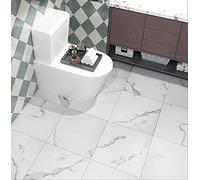 FunStick 30X30CM 30 Dalles de Sol Autocollantes en PVC Effet Marbre Blanc Carrelage Adhesif Mural Étanche Dalle PVC Adhesive Sol Marbre pour Salle de Bain Cuisine Vinyle Adhésif Sols Blanc Carreaux