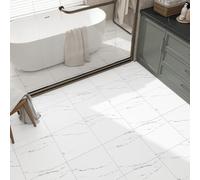 FunStick 30X30CM 30 Dalles de Sols PVC Adhesive Cuisine Sticker Carreaux Sols Adhesif Blanc et Noir Vinyle Adhesif Chambre Salon Carrelage Adhésif Sol Effet Marbre Blanc Revêtement Sol Adhésif Marbre