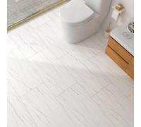 FunStick 30X60CM 15 Dalles PVC Adhesives Sol Autocollantes Décoratifs Blanc Effet Marbre Dalle Adhesive Sols Salle de Bain Cuisine Imperméable Carrelage Adhesif Mural Blanc Marbre Sols Vinyle Adhesif