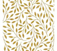 FunStick 44.5CMx9M Papier Peint Adhesif Mural Blanc et Doré Feuillage Papiers Peints Adhesif Chambre Armoire Rouleau Adhésif Decoratif Meuble Blanc Or Papier Peint Salon Feuilles Branches Imperméable