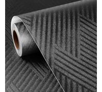 FunStick 60CMx5M Papier Peint Adhesif Mural Geometrique Motif Imperméable Autocollant Decoratif Mural Noir Papier Adhesif pour Armoire Cuisine Chambre Rouleau Adhesif Meuble Noir Stickers Muraux