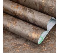 FunStick 60CMx5M Papier Peint Salle de Bain Marbre Doré Rouleau Adhésif pour Plan de Travail Papiers Peints Adhesif Mural Cuisine Lavable Papier Adhesif Marbre Marron Doré Vinyle Adhésif Table Cuisine