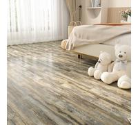 FunStick 90x15CM 35 Dalles PVC Adhesives Sol Chambre Bois Rustique Lavable Papier Autocollant Sol PVC Adhesif Parquet Effet Bois Gris Marron Stickers Carrelage Salle de Bain Cuisine Salon Sols Adhesif