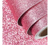 FunStick Adhésif Papier Peint Rose Chambre Fille Enfant Pailleté Décoratif Meuble Autocollant Mural Brillant Papier Adhésif pour Armoire 40CM×2M
