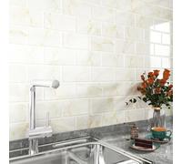 FunStick Carrelage Adhesif Mural Cuisine 3D Credence Adhesive pour Cuisine Carreau Blanc et Or 30×30CM 15 Dalles PVC Adhesives Murales Salle de Bain Autocollant Carrelage Effet Marbre Blanc Carreaux