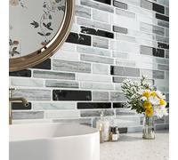 FunStick Carrelage Adhesif Mural Cuisine Marbre Autocollant Carrelage Gris Blanc Credence Adhesive pour Cuisine Marbre Dalle Adhesive Murale Salle da Bain Imperméable Crédence Cuisine 30×30CM 5 Dalles