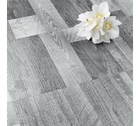 FunStick Dalle Lino Sol Adhesif PVC Salle de Bain Vinyle Adhesif Sol Bois Gris Carreaux Adhesif Cuisine Sol Imperméable Dalle PVC Adhesive Bois Revêtement de Sol PVC Gris pour Chambre 30×30CM 5 Dalles