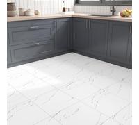 FunStick Dalle PVC Sol Marbre Blanc Vinyle Adhésif Cuisine Carreaux Adhesif Sols Salle de Bain Dalle PVC Adhesive Sol Cuisine Effet Marbre 30X30CM 5 Dalles Adhesives Sols Vinyle Adhesif Blanc Salon