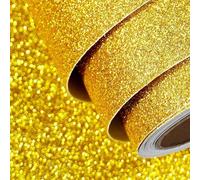 FunStick Papier Cartonné Pailleté Doré 40CM ×2M Papiers Peints Adhesif Meuble Or Brillant DIY Décoration Vinyle Doré Cartonné Autocollant Meuble pour Enfant Papier Cadeau Emballage Anniversaire Fête