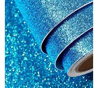 FunStick Papier Peint Adhésif Bleu Ciel Enfant Garçon Papiers Pailleté Brillant Bleu Papier Adhésif pour Meuble Armoire Plan de Travail Bureau Décoratif Pailleté Autocollant Mural Tiroir 40CM×2M