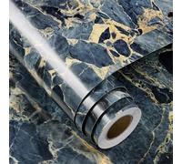 FunStick Papier Peint Adhesif Cuisine Effet Marbre Revetement Plan de Travail Bleu 30CMx5.1M