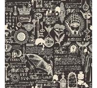 FunStick Papier Peint Adhesif Mural Noir Anthracite Rouleau Adhésif pour Meuble Chambre Motif Papier Peint Mystique Foncé Alchimie Magie Vinyle Adhesif Noir Gris Film Mural Autocollant Salon 44.5CM×3M