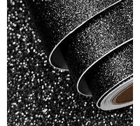 FunStick Papier Peint Adhesif Noir Pailleté pour Meuble Armoire Papier Brillant Pailleté Noir rouleau Adhésif Décoratif Autocollant Mural Chambre Murale Salon Vinyle Adhésif Meuble Paillettes 40CM×2M