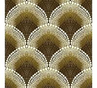 FunStick Papier peint art déco marron doré 44,5 x 899,2 cm, à décoller et à coller - Papier peint géométrique foncé de luxe pour murs de salle de bain - Papier peint imperméable à pois bohème pour