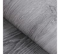 FunStick Papier Peint Effet Bois Gris 40CM x 6M Stickers Mural Auto-adhésif Décoratif pour Meuble Chambre Salon Film Vinyle Imperméable Papier de Contact Décor Table Placard Porte Cuisine Tiroir