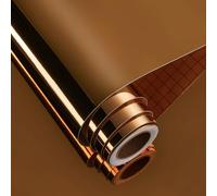 FunStick Papier Peint Effet Miroir Marron Métallique Miroir Decoratif Mural Autocollant Salon Chambre Pas de Verre Flexibles Feuilles de Miroirs Muraux Adhesif Marron Bricolage Maison Fête 30CM×2M