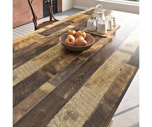 FunStick Papier Peint Effet Panneau de Bois Revetement Plan de Travail Cuisine Bloc de Boucher Lavable Vinyle Adhesif Bois pour Sol Brun Foncé Papier Peint Adhesif Mural Chambre Salon Armoire 40CMx2M