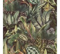 FunStick Papier Peint Feuilles Forêt Tropicales Vintage Revêtement Mural Adhésif Chambre Papiers Peints Nature Feuillage Vert Foncé Vinyle Adhesif Motif Vintage Animaux Sauvages Jungle Vert 44.5CM×3M
