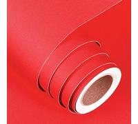 FunStick Papier Peint Rouge Enfant Papier Peint Adhesif Mural Chambre Salon Vinyle Adhésif Pour Meuble de Cuisine Armoire Lavable Papiers Adhesif pour Meuble Cuisine Rouge Stickers Muraux 30CM×5M