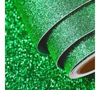FunStick Papier Peint Vert Irlandais Brillant pour Mur Papiers Brillant Pailleté Vert Imperméable Papier Adhesif pour Meuble Autocollant Meuble Décoratif Amovible Papiers Pailleté Armoire 40CM ×2M