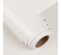 FunStick Rouleau De Papier Peint Autocollant Blanc Crème Pour Armoires - Papier Peint Blanc Mat Autocollant En Vinyle épais Blanc Uni Amovible Papier Peint Pour Bureau Commode Étagère 40CM x 2M