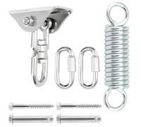 FUNSUEI Crochet Plafond Lourds Acier, Crochet de Plafond, fauteuil suspendu interieur, Kit de Suspension pour Fauteuil Suspendu,Ressort oscillant avec 2 mousquetons à vis et Ressort en Acier de 150 mm