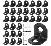 FUNSUEI Lot de 100 Équerres Étagère Murale Noir - Support en L Métallique 19x19mm - Équerre de Fixation Angle Droit avec Vis pour Meubles Bois Placard