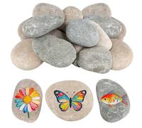 FUNSUEI Lot de 12 pierres plates à peindre de 10 à 15 cm, grands cailloux plats pour bricolage, pierres naturelles décoratives pour bricolage, artisanat