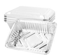FUNSUEI Lot de 125 barquette aluminium jetable avec couvercle transparent, 21.5 x 16 x 5 cm, 1000 ml,barquette alimentaire jetable Pour frites, pâtisserie, barbecue