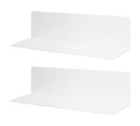 FUNSUEI Lot de 2 Etagères Murales Blanc sans Percage de 40 cm, Étagères sans Percer Murales Autocollantes flottantes en Acrylique pour Salle de Bain, Cuisine, Salon, Chambre à Coucher
