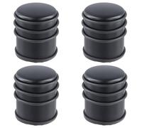 FUNSUEI Lot de 4 butoirs de porte en acier inoxydable - 1 kg - Noir - Avec anneau en caoutchouc - Butoir de porte en acier inoxydable - 7 x 8 cm