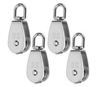 FUNSUEI Lot de 4 poulies M32 en acier inoxydable, capacité de charge de 250 kg, poulies simples robustes pivotantes à 360° pour corde et câble