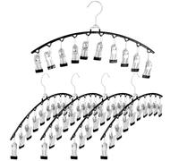 FUNSUEI Lot de 5 étendoir Chaussettes en Acier Inoxydable de 37 cm avec 10 Pinces antidérapantes, pour sécher Chaussettes, Serviettes, sous-vêtements, Bonnets, écharpes