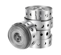 FUNSUEI Lot de 5 rouleaux de sangles en acier galvanisé avec trous pré-percés pour fixation de supports de clôture, applications de construction et support de tuyau, 17,5 mm x 3 m