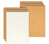 FUNSUEI Lot de 6 Carnet de Dessin marron A3 vierges - 30 feuilles, 60 pages, sketchbook, Carnet de croquis à spirale, 160 g/m², Pour dessin, peinture, croquis